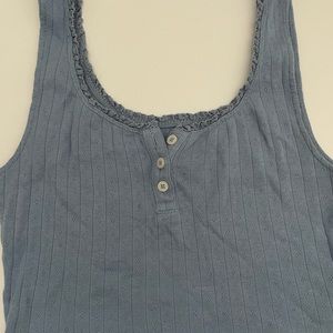 American Eagle Blue Cropped Tank Top Size Medium